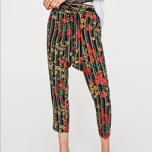 Zara striped floral trousers